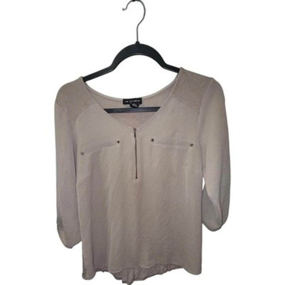 I.N. Studio Petite Women's Blouse with Zipper Detail